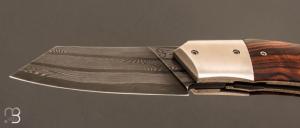 Couteau  "  Liner-Lock custom " par Florian Dreyer FD-Knives - Bois de fer et damas