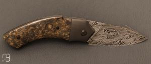  Couteau  " Liner-Lock custom  " par Florian Dreyer FD-Knives - Fatcarbon et damas mosaïque