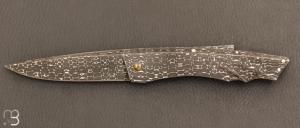    Couteau " Lock-Back trompe l'œil" de Alain & Joris Chomilier - Full damas Vegas Forge