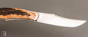 Couteau " Spicy Lock-back " pliant artisanal de Cyril Kalisz - Bois de cerf et RWL34