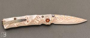   Couteau MC33MD par Mcusta - Mokume et Rainbow damas - Pièce Unique