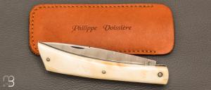    Couteau " Mandrin " de collection par Philippe Voissière - Ivoire de phacochère et lame Damasteel®