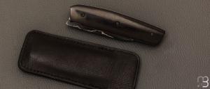 Couteau " Mastard " custom par Christophe Arbogast - Ebène du Gabon et lame Suminagashi de F. Keller