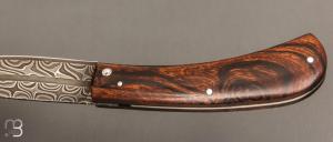 Couteau " Mineur Friction " de collection par Benjamin Cariou - Bois de fer et damas torsadé