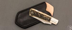  Couteau " Pompinette " pliant fait main par Bastien Toubhans - Atelier Beau Merle - Bois de cerf