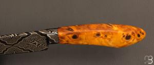   Couteau " Semi intégral " custom fixe de Israel Nascher  - Loupe de peuplier stabilisée et damas mosaïque