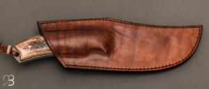  Couteau " Sparus " fixe forgé par Guy Poggetti - Bois de cerf et C105