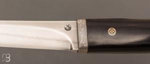 Couteau " Tanto "  de Jean Paul Sire - Ebène et lame forgée acier C130