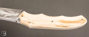   Couteau " Tetrao " custom par Cyril Doche - Mammouth et damas plume
