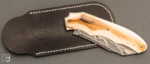   Couteau " Tetrao " custom par Cyril Doche - Mammouth et damas plume