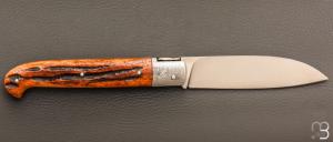 Couteau  "  Yssingeaux " par David Brenière - Os cerfé / damas et lame RWL-34