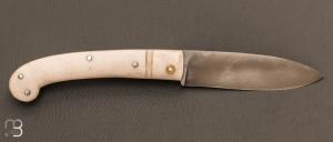  Couteau  custom pliant à cran carré - Micarta blanc - Pierre Henri Monnet