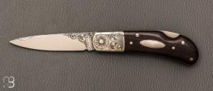    Couteau " Lock Back " de collection par Henry Frank - Ébène et argent