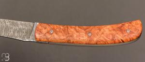Couteau " custom " par Joël Grandjean - Loupe d'Amboine et Damasteel