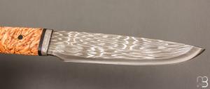 Couteau de chasse de Jean Paul Sire - Bouleau et lame damas mosaïque