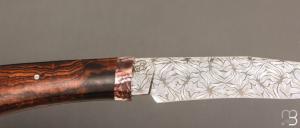   Couteau droit par Nicolas Mestrallet - Atelier du couteau de Vaunaveys - Lame forgée acier damas mosaïque et bois de fer