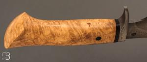   Couteau fixe Lame forgée acier damas et loupe de robinier par Jean Paul Sire
