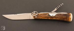   Couteau de chasse 2 pièces 13CM Bois de cerf par J. Mongin