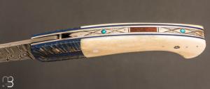 Couteau  " 1515 collection Amérindien  " par Manu Laplace - Os de buffle et damas
