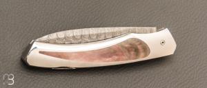  Couteau " 1820 Berthier " interframe par Charles Bennica - Nacre noire et Damasteel