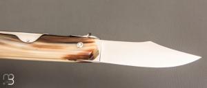   Couteau  " Affutiot 2 pièces " 13,5 cm par J. Mongin - Corne blonde