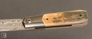  Couteau "Barlow" custom par Romain Lopez - Ivoire de mammouth et Damasteel