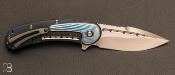 Couteau " Bodega " par Steelcraft - Todd Begg design - Satin blade - Blue texture Handle