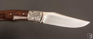 Couteau "Boxer" custom par Raphaël Durand - Micarta barbwire et RWL-34
