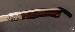 Couteau "Boxer" custom par Raphaël Durand - Micarta barbwire et RWL-34