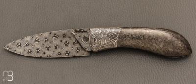   Couteau " Edcix " custom de Florent Dall'ava - L'atelier Dall'ava - fibre de carbone et lame damas