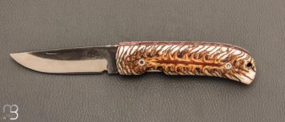 Couteau  "  Fidel " de poche manche en pomme de pin stabilisé par Citadel Dep Dep