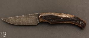    Couteau " K-Libre " custom de Michel Grini - Bois de cerf et lame en RWL34
