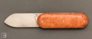 Couteau " Le Cerbère® " pliant par l'Atelier Les 2 Diables - Loupe d'amboine et 14c28N