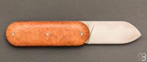 Couteau " Le Cerbère® " pliant par l'Atelier Les 2 Diables - Loupe d'amboine et 14c28N