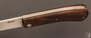   Couteau  " Le Dodu  " à cran plat par Frédéric Maschio - Ébène marbré et acier 80CrV2