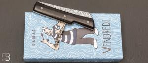 Couteau " Le Vendredi" par Perceval - ébène du Gabon et lame en damas