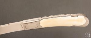  Couteau " Legend LockBack " pliant artisanal de Cyril Kalisz - Ivoire de phacochère et RWL34