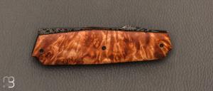   Couteau " Liner-Lock custom  " par Florian Dreyer FD-Knives - Saule stabilisé et lame damas