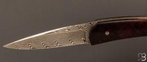  Couteau " Liner-Lock " damas et bois de fer d'Arizona par Alain & Joris Chomilier