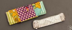   Couteau " Liner lock " custom par Koji Hara - Nacre blanche