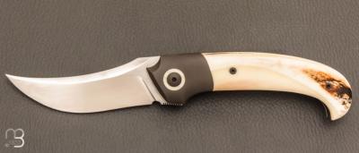   Couteau " Maverick prototype  " custom de Jean Michel Martin  - RWL-34 et Ivoire de phacochère