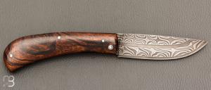 Couteau " Mineur Friction " de collection par Benjamin Cariou - Bois de fer et damas torsadé