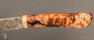   Couteau droit par Nicolas Mestrallet - Atelier du couteau de Vaunaveys - Lame forgée acier damas mosaïque et marronnier stabilisé