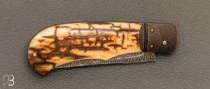   Couteau " Read " custom par Nicolas Weber - Ivoire de mammouth et lame damas