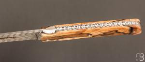 Couteau "Sauveterre" régional pliant - Bois d'Aubrac et lame damas