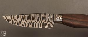   Couteau Semi intégral custom fixe de Israel Nascher  - Brazilian Rosewood et damas