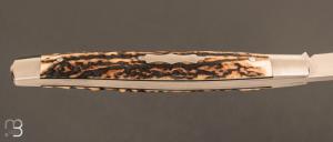    Couteau  "  Serpentine S " slipjoint custom de Jean Baptiste Leveque - Bois de cerf et RWL34