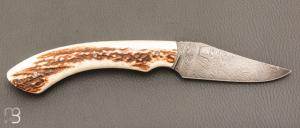   Couteau " Sionvillois " cran carré de Sylvain Petit - Les Couteaux du Mitou - Cerf et damas