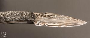   Couteau " Skadi " par Cédric Destombes - Coutellerie Caddarik - Fibre de carbone et damas