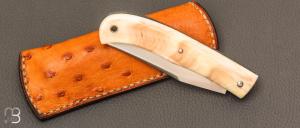   Couteau  "  Slack  " custom par Raphaël Durand - Ivoire de phacochère et RWL-34